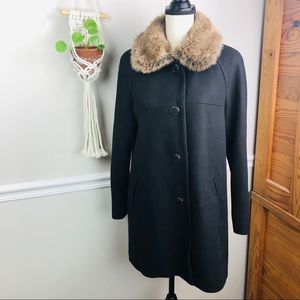 Banana Republic black faux fur wool black jacket S